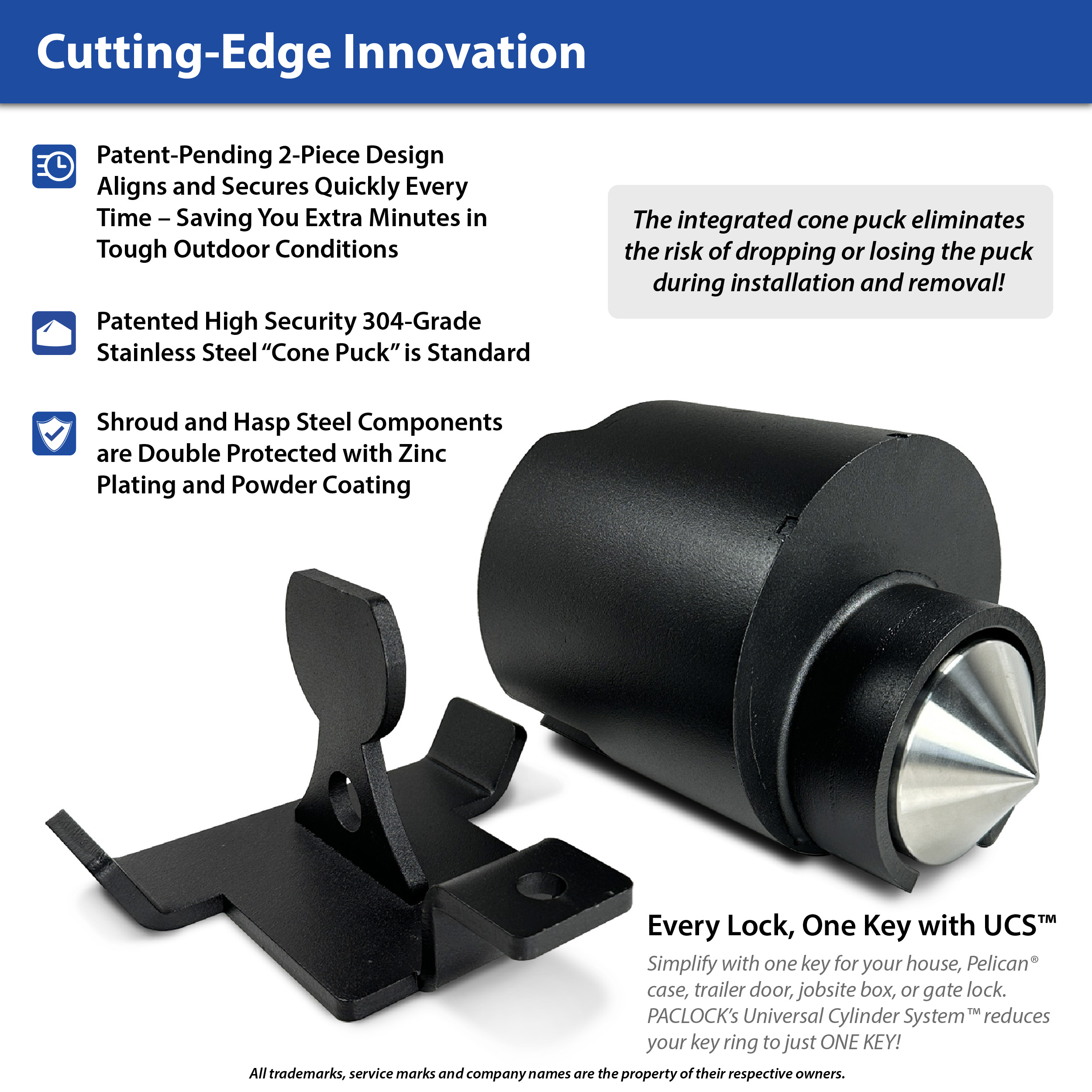 PACLOCK UCS-77S-DEM-2516 High Security Trailer-Coupler Lock For 2-5/16” Demco Couplers