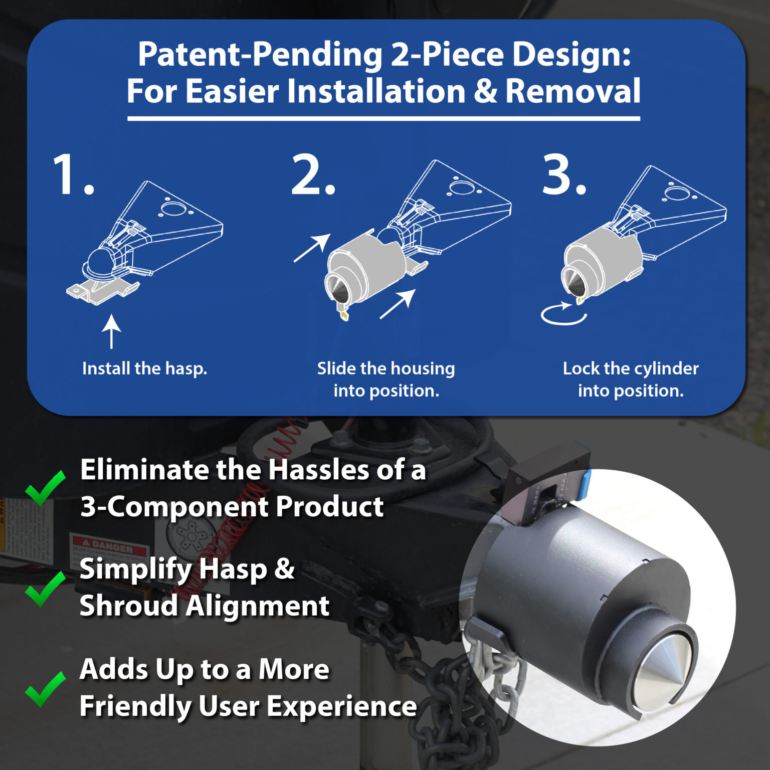 PACLOCK UCS-77S-DEM-2516 High Security Trailer-Coupler Lock For 2-5/16” Demco Couplers
