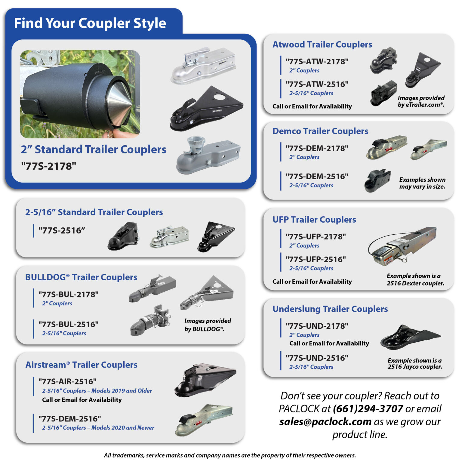 PACLOCK UCS-77S-DEM-2516 High Security Trailer-Coupler Lock For 2-5/16” Demco Couplers