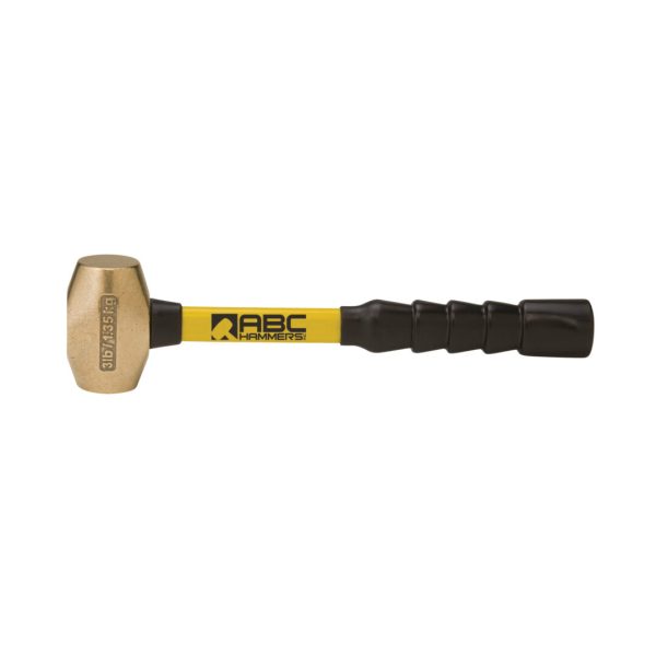 3 lb Brass Head Hammer With 12 Inch Fiberglass Handle