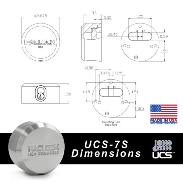 PACLOCK UCS-7S Stainless Steel Flat Back Hockey-Puck-Style Lock - Image 4