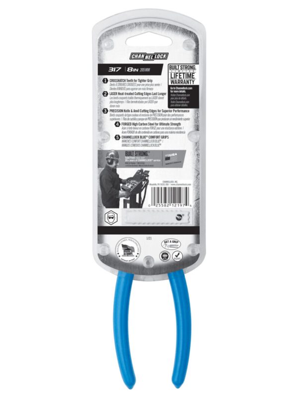 Channellock 317 8-inch Long Nose Pliers with Side Cutter - Image 3