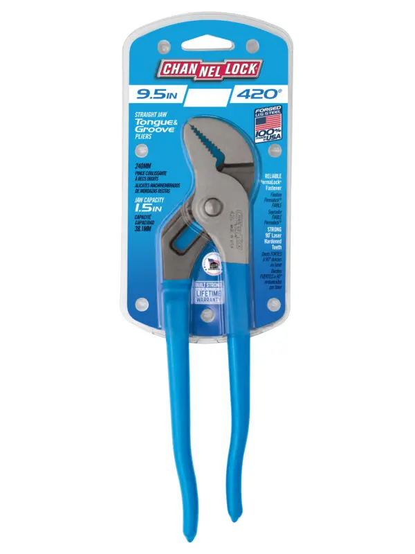 Photo of: 420® 9.5-INCH STRAIGHT JAW TONGUE & GROOVE PLIERS packaging