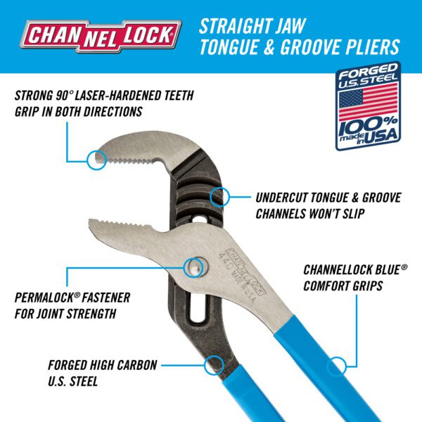 Photo of: Channellock 440® 12-INCH STRAIGHT JAW TONGUE & GROOVE PLIERS