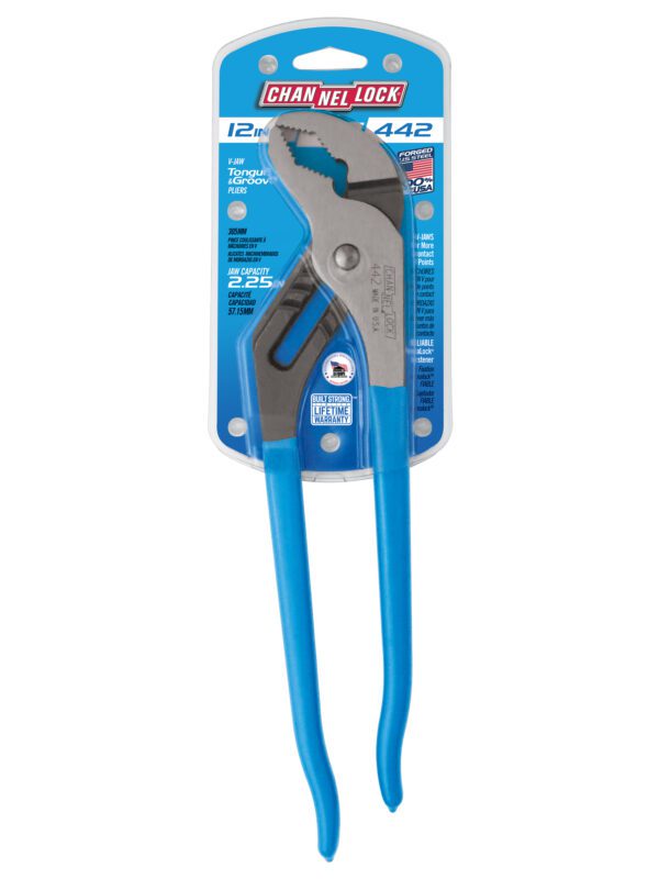 Channellock 442 12-inch V-Jaw Tongue & Groove Pliers packaging