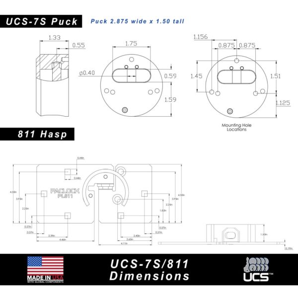 Photo of: PACLOCK UCS-7S/811 Puck And Hasp Lock Combo Kit