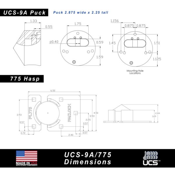 Photo of: PACLOCK UCS-9A/775 Hidden-Shackle Aluminum Cone-Shaped Hockey-Puck and Hasp Combo Kit