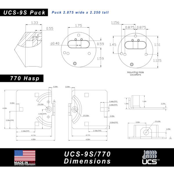 Photo of: PACLOCK UCS-9S/770 Puck And Hasp Combo Lock