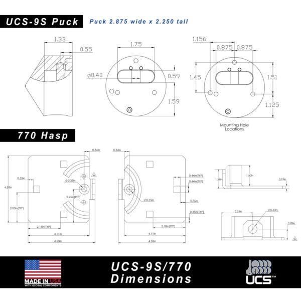 Photo of: PACLOCK UCS-9S/770 Puck And Hasp Combo Lock