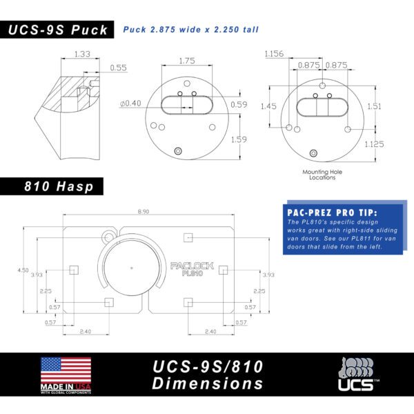 Photo of: PACLOCK UCS-9S/810 Puck Lock And Hasp Combo