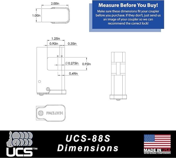 Photo of: PACLOCK UCS-88S Trailer Coupler Lock 304 Stainless Steel