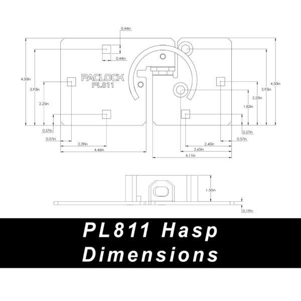 Photo of: PACLOCK Double-Coated Steel Right-Door-Style Hasp PL811 Without Backplates