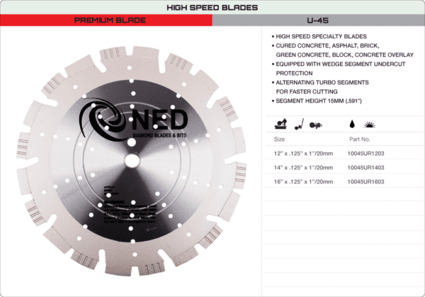 Photo of: New England Diamond 14"x.125"x1"/20mm U-45 Premium Blade 10045 UR1403