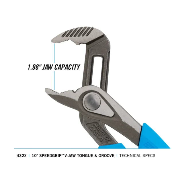 Channellock 432X SPEEDGRIP V-JAW Tongue & Groove Pliers - Image 3