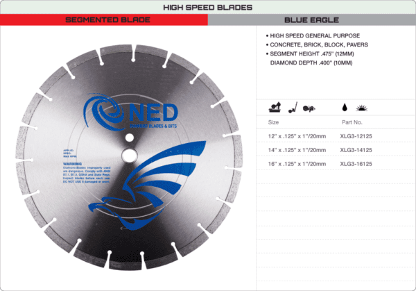 Photo of: XLG3-14125 14" x .125 x 1"/20mm DP Blue Eagle General Purpose Blade