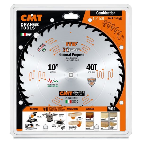 Photo of: CMT 251.042.10 ITK XTreme General Purpose Saw Blade, 10-Inch x 40 Teeth ATB Grind with 5/8-Inch Bore