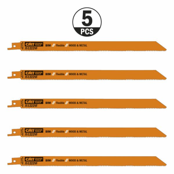 Photo of: CMT JS1222VF-5 Recip Saw Blades For Wood Metals 12"x10-14TPI 5 Pack