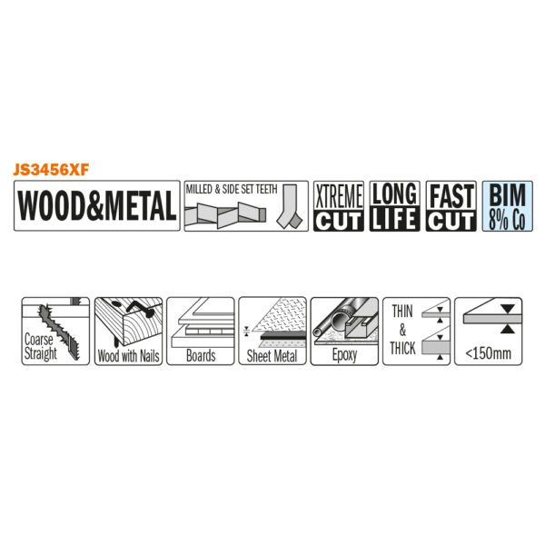 Photo of: CMT JS3456XF-5 Recip Saw Blades For Wood Metals 8"x6-12TPI 5 Pack