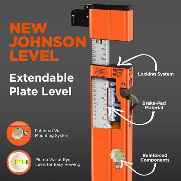 Johnson 5800-0610P - 6ft - 10ft Extendable Plate Level