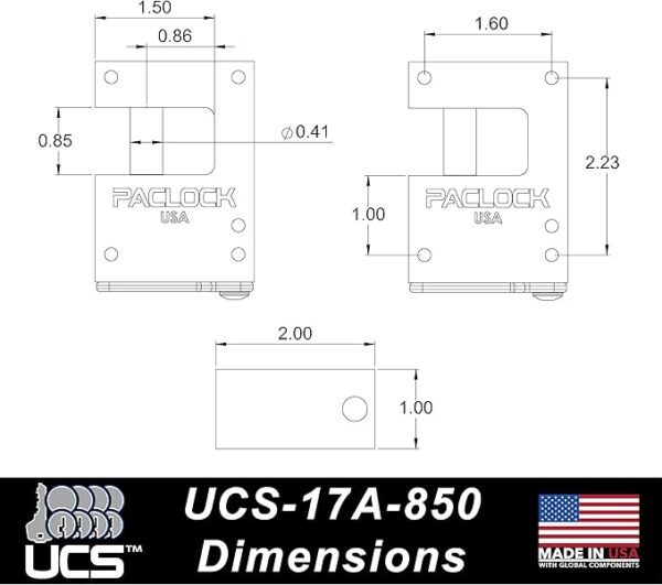 PACLOCK UCS-17A-850 Hidden-Shackle Aluminum Block-Lock-Style Lock