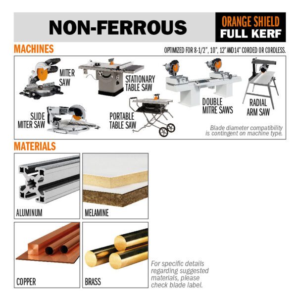 Photo of: CMT Orange Tools 225.060.08 Industrial Xtreme Non-Ferrous Metal, PVC & Melamine Circular Saw Blade 8-1/2″x60 5/8″