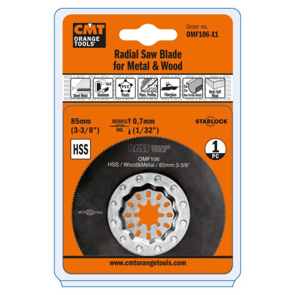 Photo of: CMT Orange Tools OMF106-X1 Radial Saw Blade For Wood & Metal Segmented 3-3/8"