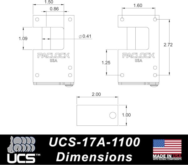 Photo of: PACLOCK UCS-17A-1100 Hidden-Shackle Aluminum Block-Lock-Style Lock