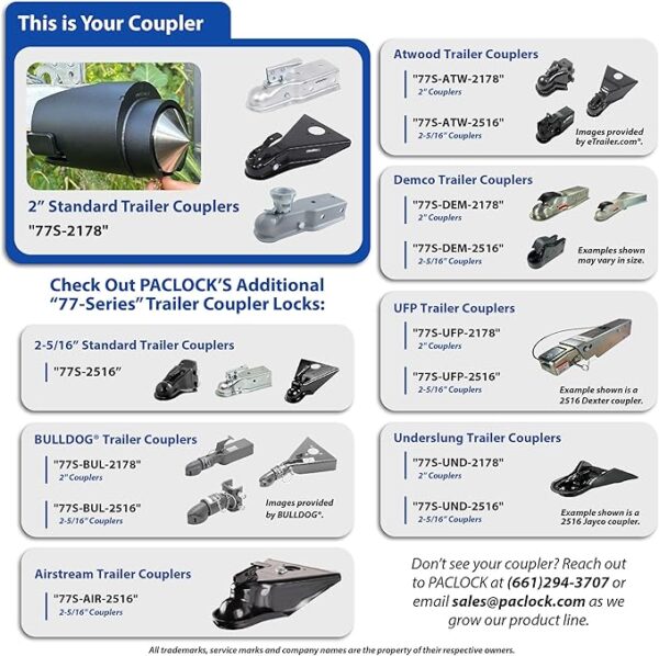 Photo of: PACLOCK UCS-77S-2178 High Security Trailer-Coupler Lock For 2” Couplers