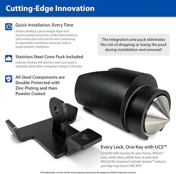 Photo of: PACLOCK UCS-77S-2178 High Security Trailer-Coupler Lock For 2” Couplers