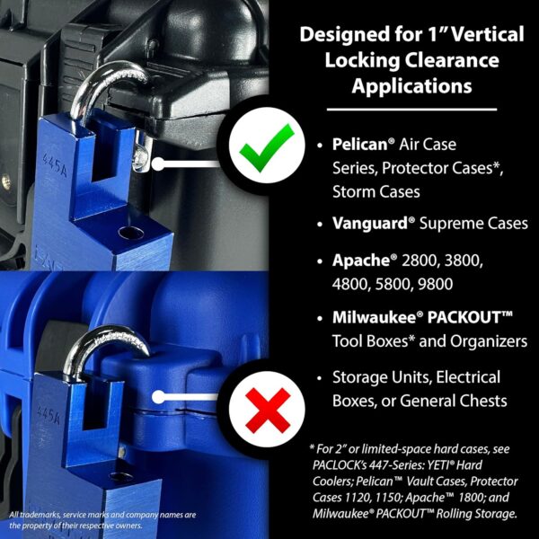 Photo of: PACLOCK UCS-445A Shrouded Single Post Padlock For Pelican®, Milwaukee® PACKOUTS™ And Hard Cases