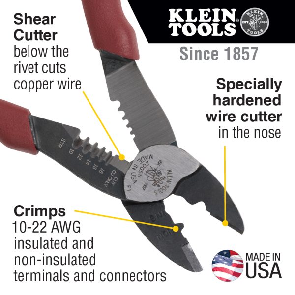 Photo of: Klein Tools 2005N Forged Steel Wire Crimper, Cutter, Stripper