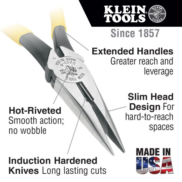 Photo of: Klein Tools D203-6 Pliers, Needle Nose Side-Cutters, 6-Inch