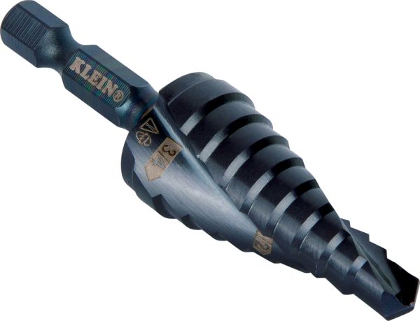 Photo of: Klein Tools QRST03 Step Drill Bit, Quick Release, Double Spiral Flute, 1/4 to 3/4-Inch