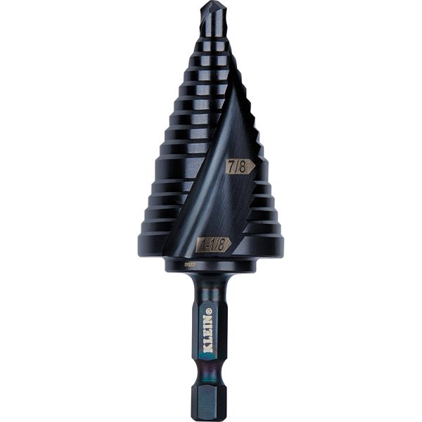 Photo of: Klein Tools QRST11 Step Drill Bit, Quick Release, Double Spiral Flute, 7/8 to 1-1/8-Inch