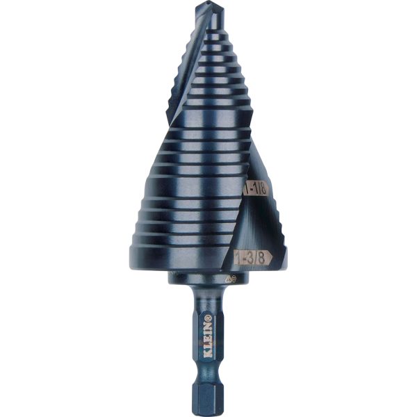 Photo of: Klein Tools QRST15 Step Drill Bit, Quick Release, Double Spiral Flute, 7/8 to 1-3/8-Inch