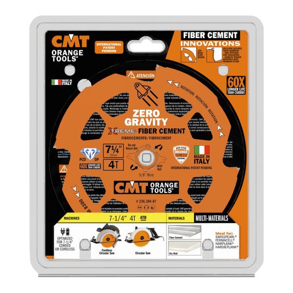 Photo of: CMT Orange Tools 236.304.07 7-1/4” x 4T x 5/8” Zero Gravity For Fiber Cement