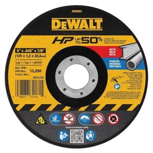 Photo of: DeWalt DW8063 - 5" x 0.45 x 7/8" Type 1 High Performance Cut-Off Wheel