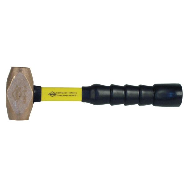 Nupla 30-025 Classic Nuplaglas Non-Sparking Brass Hammer, 2.5 Lb Head, 12 In Fiberglass Handle, Super Grip