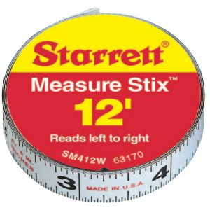 Starrett 63170 Measure Stix™ Steel Measuring Tape 1/2 in x 12 ft Left-to-Right Reading