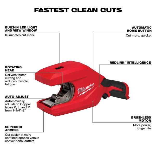 Milwaukee 2479-20 M12™ Brushless 1-1/4" - 2" Copper Tubing Cutter
