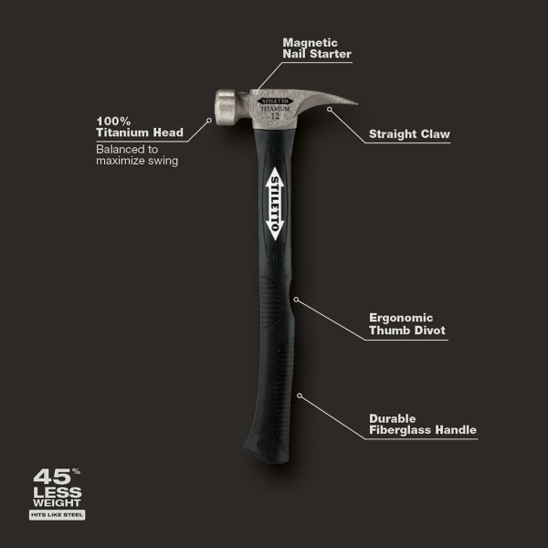 Stiletto TI12SC-F 12oz Smooth/Curved Fiberglass Handle