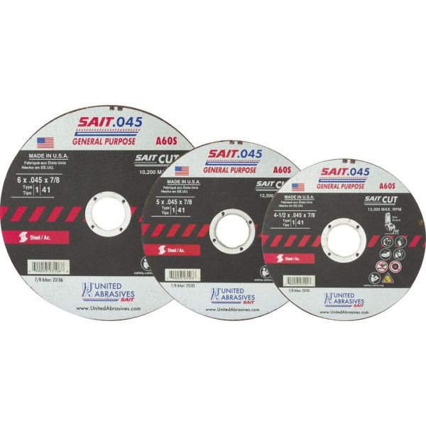 United Abrasives 23101-25 A60S General Purpose Cut-Off Wheel Type 1/Type 41 Flat 4 1/2″ x .045″ x 7/8″ 25 Pack