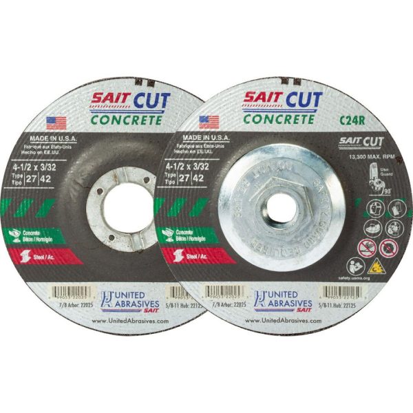 United Abrasives 22025-10 C24R Concrete Cutting Wheel 4-1/2″ x 3/32″ x 7/8″ 10 Pack
