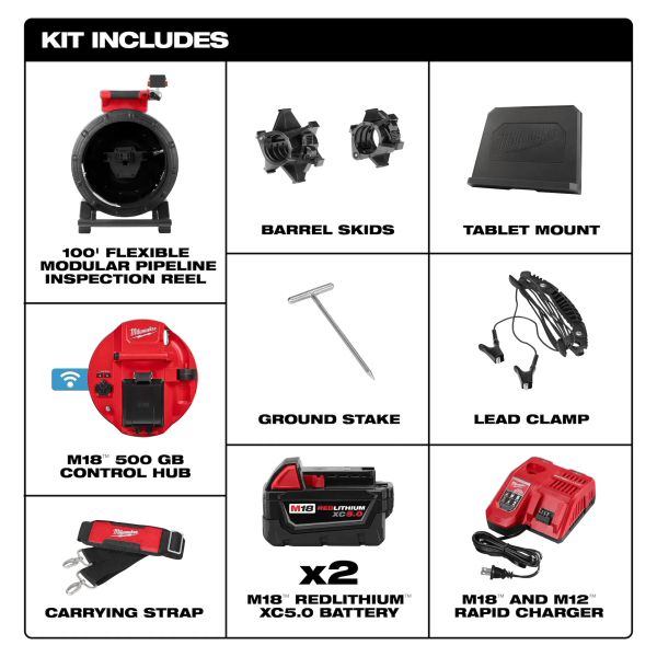 Milwaukee 3972-22 M18™ 100’ Flexible Modular Pipeline Inspection System