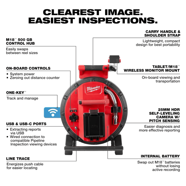 Milwaukee 3972-22 M18™ 100’ Flexible Modular Pipeline Inspection System