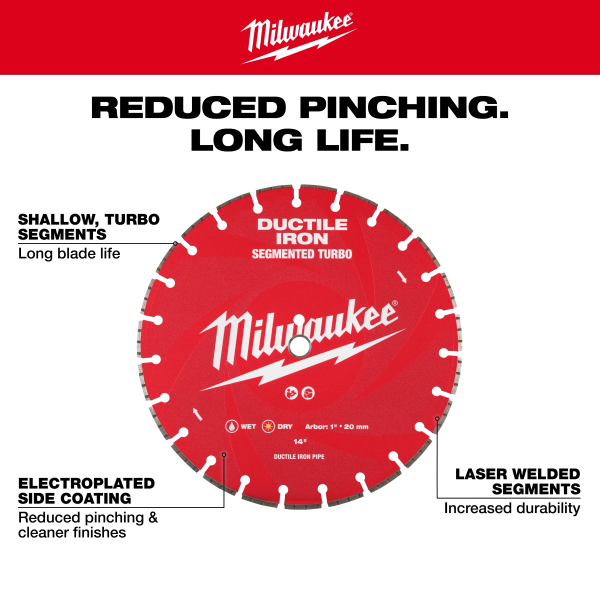 Milwaukee 49-93-7340 14" Ductile Iron Segmented Diamond Blade