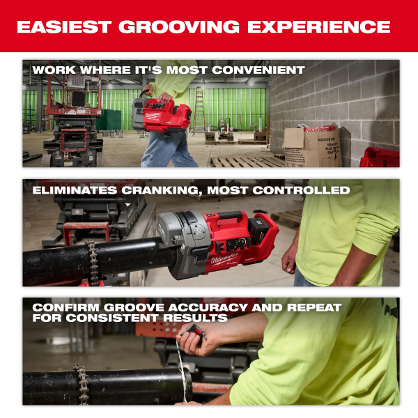 Milwaukee 2927-22 M18 FUEL™ RINGER™ Roll Groover for 1-1/4” - 4” Sch 10/40, 6” Sch 10
