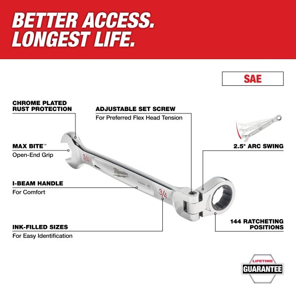 Milwaukee 48-22-9429 7pc SAE Flex Head Combination Wrenches