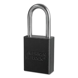 American Lock A1106BLK Solid Aluminum Padlock, 1/4 in dia, 1-1/2 in L x 3/4 in W, Black