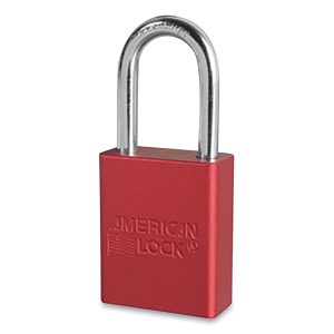 American Lock A1106KARED-09226 Anodized Aluminum Safety Padlock, 1/4 in dia, 1-1/2 in L, 25/32 in W, Red, Keyed Alike